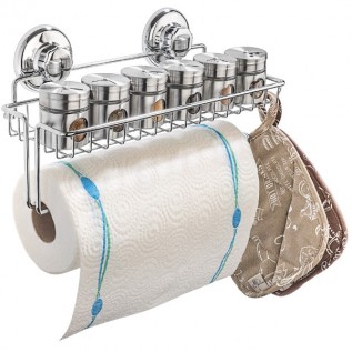 Suction Cup Paper Towel Holder with Shelf HA-73160-CHR